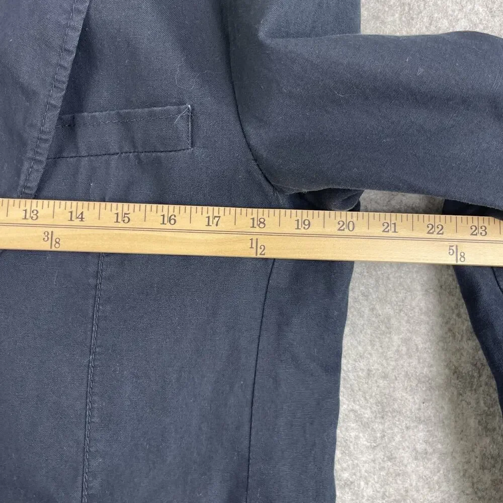 Balmain Blazer Jacket Mens 40R Blue Unstructured Cotton Linen Stretch Career